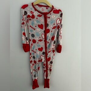 12-18 month little sleepies bamboo Kids One Piece Pajama - Red and Gray